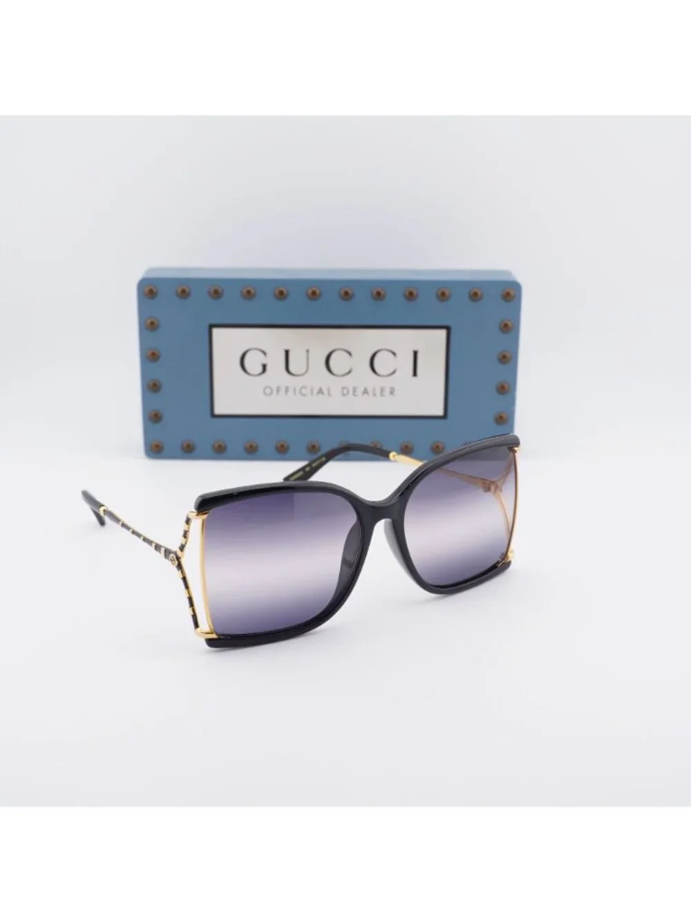 Gucci GG0592SK 001 Butterfly Sunglasses - Black / Grey